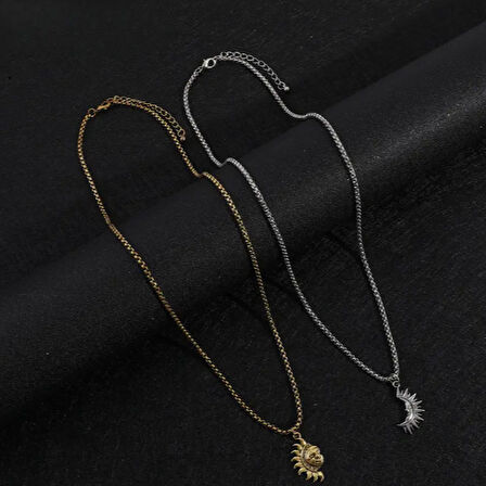 Güneş ve Ay Sevgili Arkadaş Çift Kolyesi