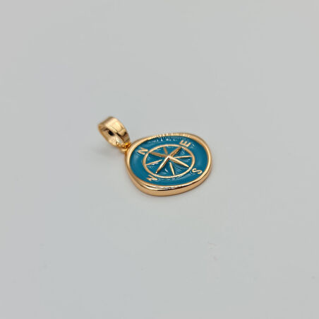 Pusula Figürlü Mineli Kolye Ucu – Rose Gold Xuping, Kararmaz, 3 mm Halka (2,1 x 1,5 cm)