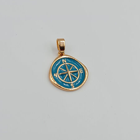 Pusula Figürlü Mineli Kolye Ucu – Rose Gold Xuping, Kararmaz, 3 mm Halka (2,1 x 1,5 cm)