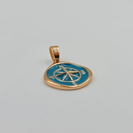 Pusula Figürlü Mineli Kolye Ucu – Rose Gold Xuping, Kararmaz, 3 mm Halka (2,1 x 1,5 cm)