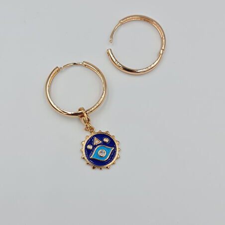 Rose Renk Göz Charm Kolye Ucu – Lacivert Mineli Sembollü, Xuping, Çok Amaçlı Kullanım (3 cm)