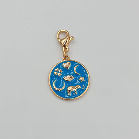 Rose Renk Xuping Charm Kolye Ucu – Şans ve Koruma Temalı, Mavi Mineli, Çoklu Kullanım (3 cm)