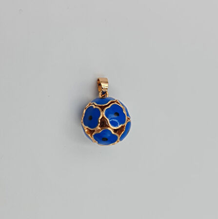 Mavi Çiçek Detaylı Kolye Ucu – Rose Renk Xuping, Mine Kaplama, Yuvarlak Model (2,1 x 1,4 cm)