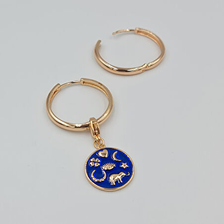 Şans Sembollü Charm Kolye Ucu – Rose Xuping, Lacivert Mineli, Çok Amaçlı Kullanım (3 x 1,7 cm)