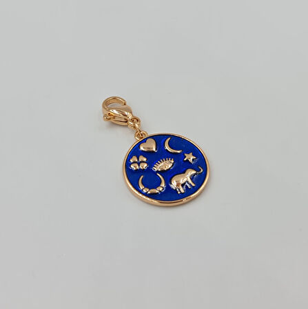 Şans Sembollü Charm Kolye Ucu – Rose Xuping, Lacivert Mineli, Çok Amaçlı Kullanım (3 x 1,7 cm)