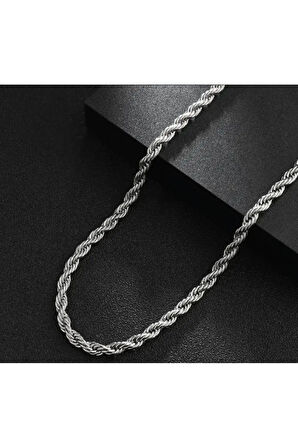 Silver 80 cm Erkek Burgu Model Zincir Kolye