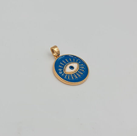 Mineli Nazar Göz Figürlü Kolye Ucu – Xuping Rose Gold, Kararmaz, 3 mm Halka (2,3 x 1,7 cm)