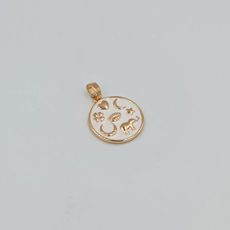 Beyaz Mineli Şans Sembollü Kolye Ucu – Xuping Rose , Kararmaz, 3 mm Halka (2,3 x 1,7 cm)