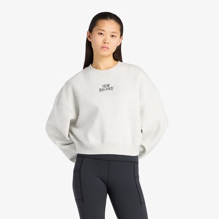 New Balance Linear Heritage Fleece Kadın Gri Sweatshirt