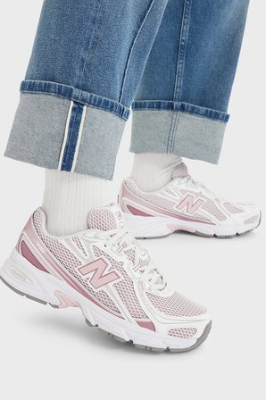 New Balance Logolu Sneaker Ayakkabı Kadın AYAKKABI U74078Z PEMBE-BEYAZ