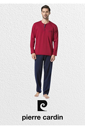 Erkek Penye Bordo 2'li Pijama Takımı (2 Adet Çorap Hediyeli) L1.PC.5454.001