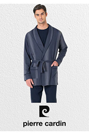 Erkek 3'lü Penye Robdöşambır & Uzun Kollu Pijama Takımı Set (2 Adet Çorap Hediyeli) L1.PC.5635.02