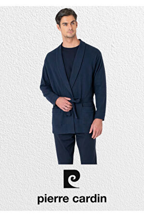 5 Parça Kutulu %100 Pamuk Robdöşambır - Pijama Takımı & Deri Terlik & Hakiki Deri Kemer Cüzdan Set