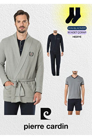 Erkek Giyim 5 Parça Triko Robdöşambr & Yazlık - Kışlık Pijama Takımı L1.PC.5595.02