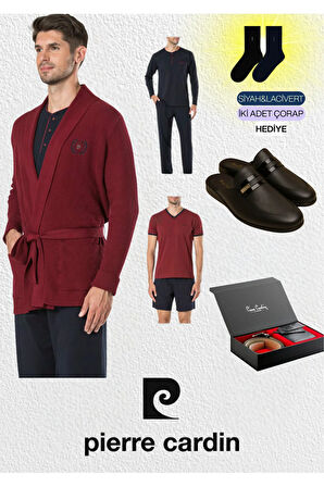 5 Parça Triko Robdöşambr & Yazlık-Kışlık Pijama Takımı & Deri Terlik & Hakiki Deri Kemer Cüzdan Seti