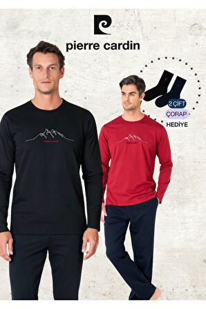 Erkek Giyim %100 Pamuk Uzun Kollu Saks Mavi & Lacivert İki Adet Pijama Takımı L1.PC.6101.002