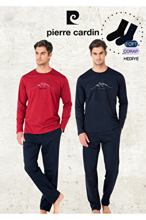 Erkek Giyim %100 Pamuk Uzun Kollu Saks Mavi & Lacivert İki Adet Pijama Takımı L1.PC.6101.002