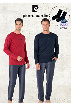Erkek %100 Pamuk Uzun Kollu Lisanslı Bordo & Lacivert İki Adet Pijama Takımı L1.PC.6095.002