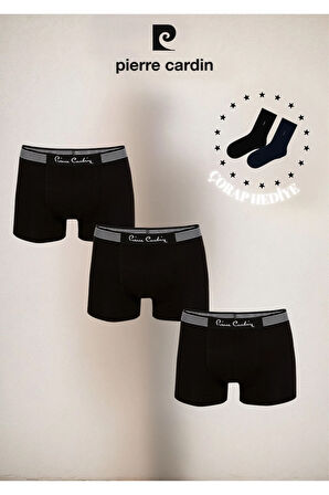 Erkek Likralı Modal Üç Adet Kutulu Siyah Boxer L1.PC.330.12.02