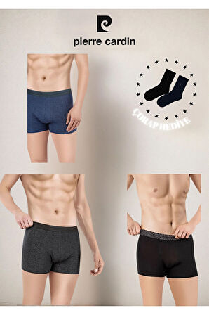 Erkek Giyim 3 Adet Desenli Modal & Pamuk Kutulu Boxer Set L1.PC.366.12.02