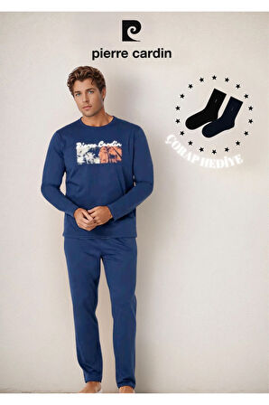 %100 Pamuk Uzun Kol Lisanslı & Baskılı Pijama Takımı (2 Adet Hediye Çorap) L1.PC.6096.001
