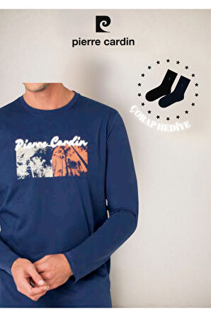 %100 Pamuk Uzun Kol Lisanslı & Baskılı Pijama Takımı (2 Adet Hediye Çorap) L1.PC.6096.001