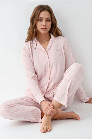 Kadın Giyim Modal & Pamuk Uzun Kollu 2'li Gömlek Pijama Takımı L1.PC.9087.001