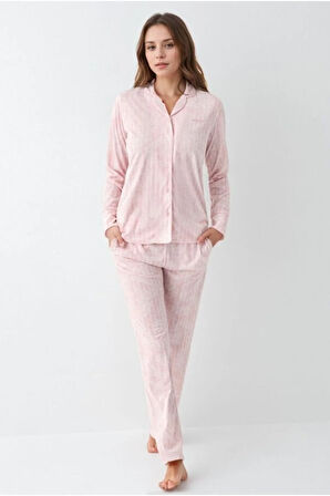Kadın Giyim Modal & Pamuk Uzun Kollu 2'li Gömlek Pijama Takımı L1.PC.9087.001