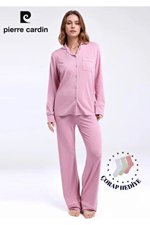 Kadın Giyim Viskon Kutulu & Lisanslı Gömlek Pijama Takımı L1.PC.8986.001