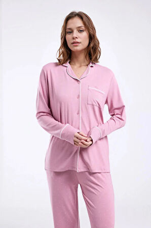 Kadın Giyim Viskon Kutulu & Lisanslı Gömlek Pijama Takımı L1.PC.8986.001