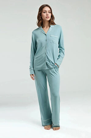 Kadın Giyim Viskon Kutulu & Lisanslı Gömlek Pijama Takımı L1.PC.8986.001