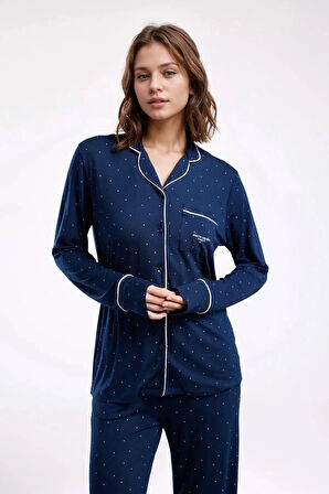 Kadın Giyim Viskon Kutulu & Lisanslı Gömlek Pijama Takımı L1.PC.8986.001