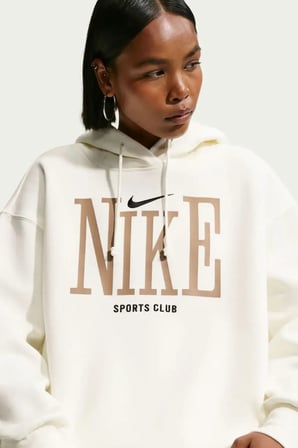 Nike Sportswear Phoenix Fleece Hoodie Oversize Kesim Krem Renk Kadın Spor Sweatshrit