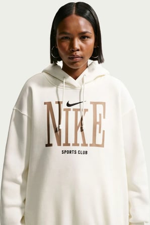 Nike Sportswear Phoenix Fleece Hoodie Oversize Kesim Krem Renk Kadın Spor Sweatshrit