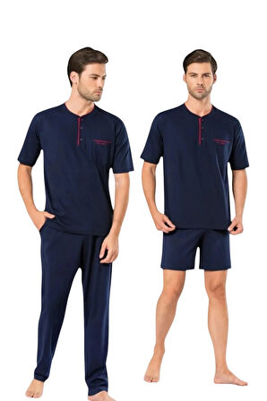 Erkek Ev Giyim 3'lü Penye %100 Pamuk Pijama Takımı L1.PC.004.12.17