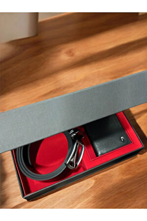 Erkek Giyim Günlük Hediyelik Çeyizlik İkili Spor Kemer & Dikey Cüzdan Seti L1.PC.004.12.C18