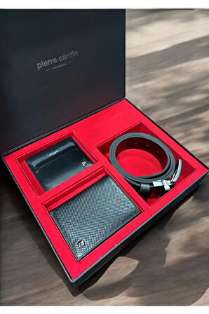 Erkek Giyim Deri Dikey Cüzdan & Kartlık & Kemer Üçlü Hediyelik Çeyizlik Set L1.PC.004.12.C21