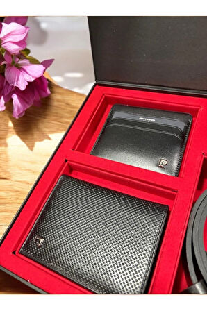 Erkek Giyim Deri Dikey Cüzdan & Kartlık & Kemer Üçlü Hediyelik Çeyizlik Set L1.PC.004.12.C21