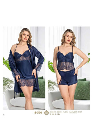 Saten 6'lı Pijama & Gecelik & Sabahlık & Şort & Büstiyer Hediyelik Çeyizlik Set L1.JJ.0042.0A.12.01