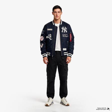 New Era x Alpha Industries New York Yankees Erkek Lacivert Bomber Ceket