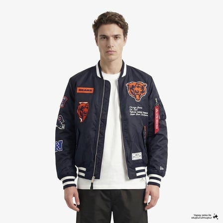 Alpha Industries x New Era Chicago Bears MA-1 Bomber Erkek Lacivert Mont