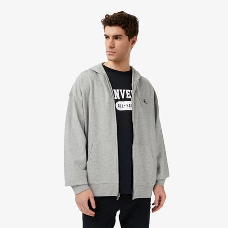 Converse Loose Fit Sneaker Patch Erkek Gri Kapüşonlu Ceket