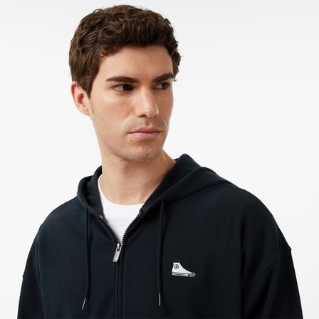 Converse Loose Fit Sneaker Patch Erkek Siyah Kapüşonlu Ceket
