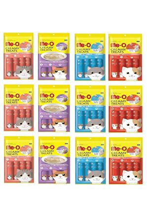 Me-O Creamy Treats 4 Çeşit Karma Kedi Sıvı Ödülü 12 Li Paket
