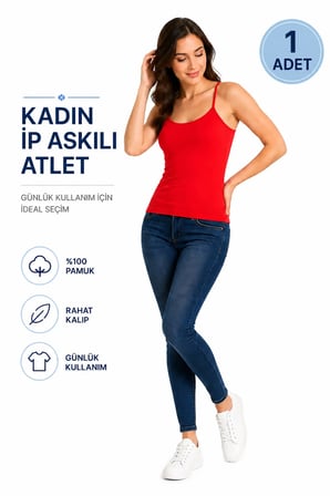 Kadın İp Askılı Atlet (TUTKU YETKİLİ SATICISI) - Pamuklu Rahat Kalıp Günlük Kullanım İç Giyim – 1 ADET