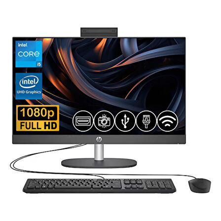 HP Proone 240 G10 i5 1334U 16GB 256GB M.2 SSD B6JD3ES ATL5 23.8" FHD Fdos Siyah  All In One Bilgisayar