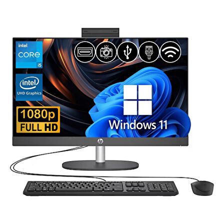 HP Proone 240 G10 i5 1334U 24GB 512GB M.2 SSD B6JD3ES ATL30 23.8" FHD W11Pro Siyah All In One Bilgisayar