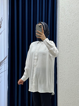 Verona Önü Kısa Arkası Uzun Modal Gömlek-PE215 Beyaz