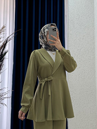 Bellinzona Kuşak Detaylı Ceketli Takım-AS00466 Haki