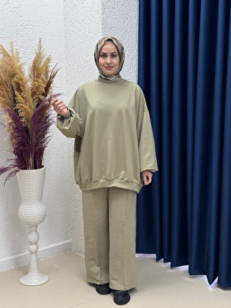 Dilşah Bol Sweat İki İplik Pantolonlu Takım-NL222 Mint